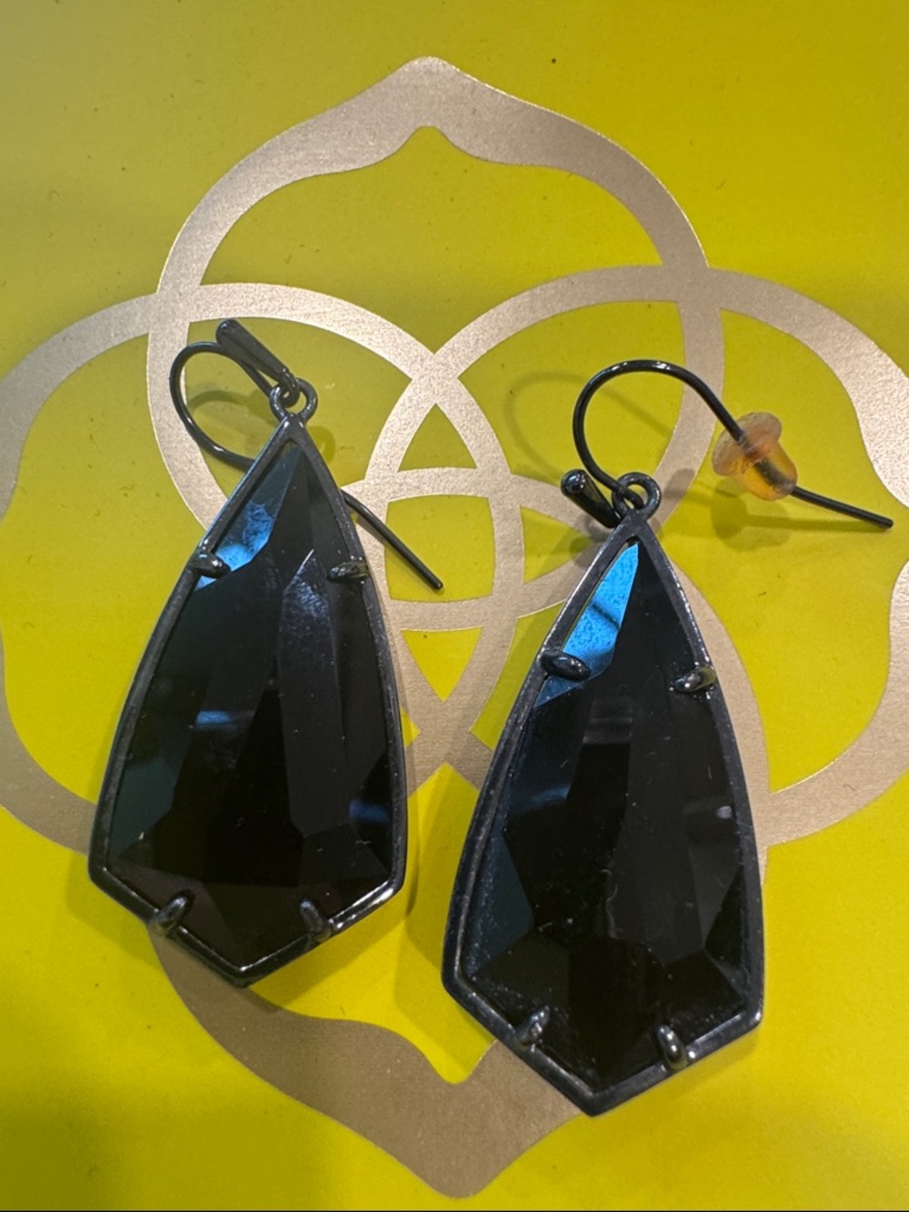 Kendra Scott Black Faceted Teardrop Dangle Earrings